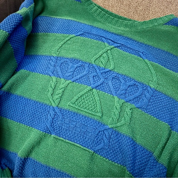 Torrid Lovesick Blue and Green Striped Skull Sweater Size 0 - Picture 5 of 6